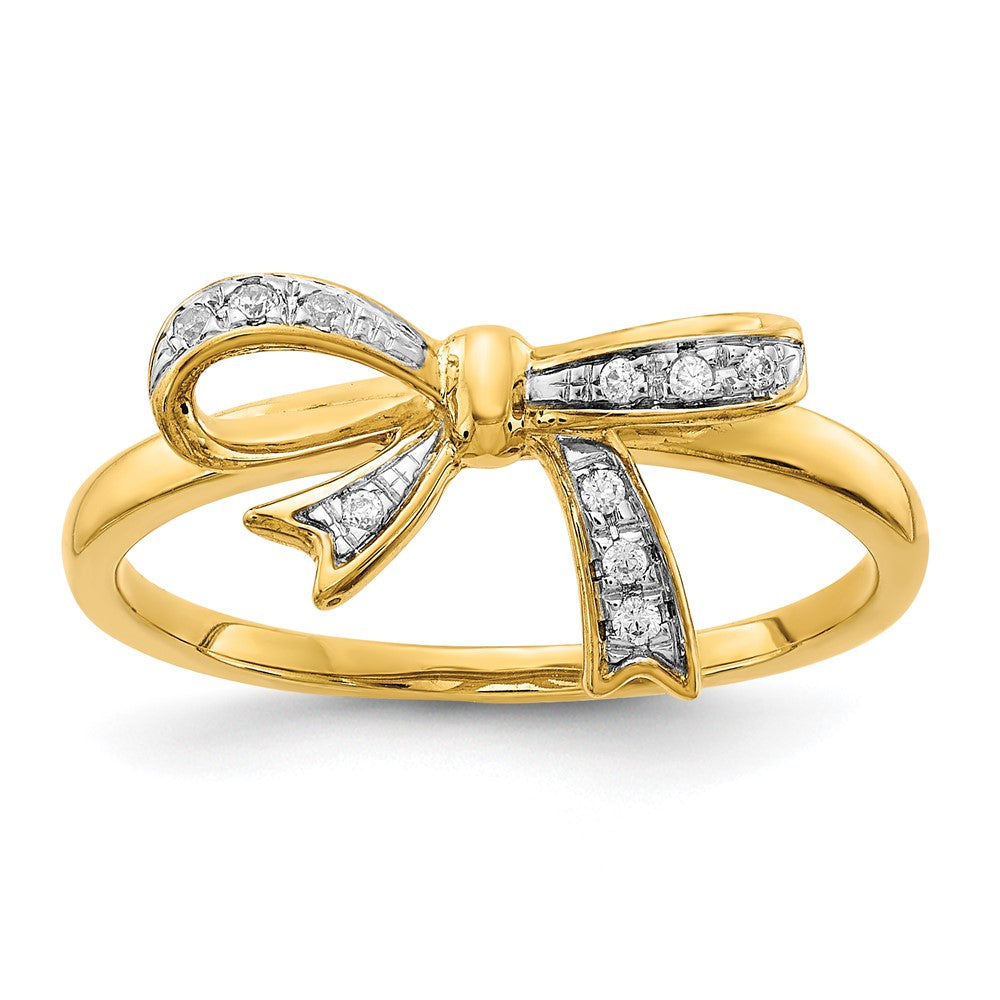 14K Gelbgold Ring mit natürlichem Diamant, rhodiniert