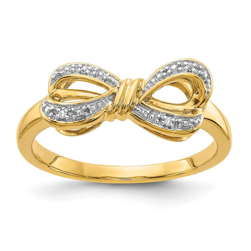 14K Gelbgold Ring mit natürlichen Diamanten im Schleifen-Design