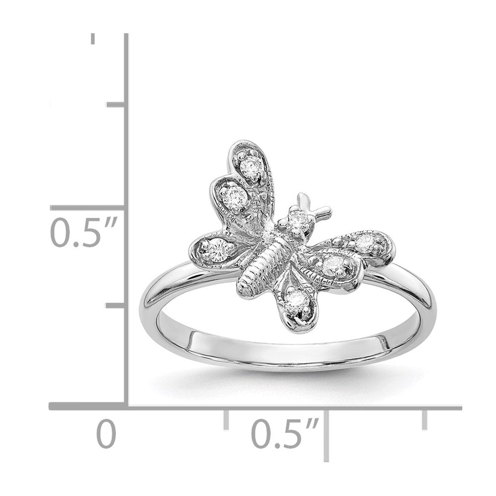 14K Weißgold-Ring mit natürlichen Diamanten, 0,105 ct Gesamtgewicht, Farbe G-I, Reinheit I1 (AA)