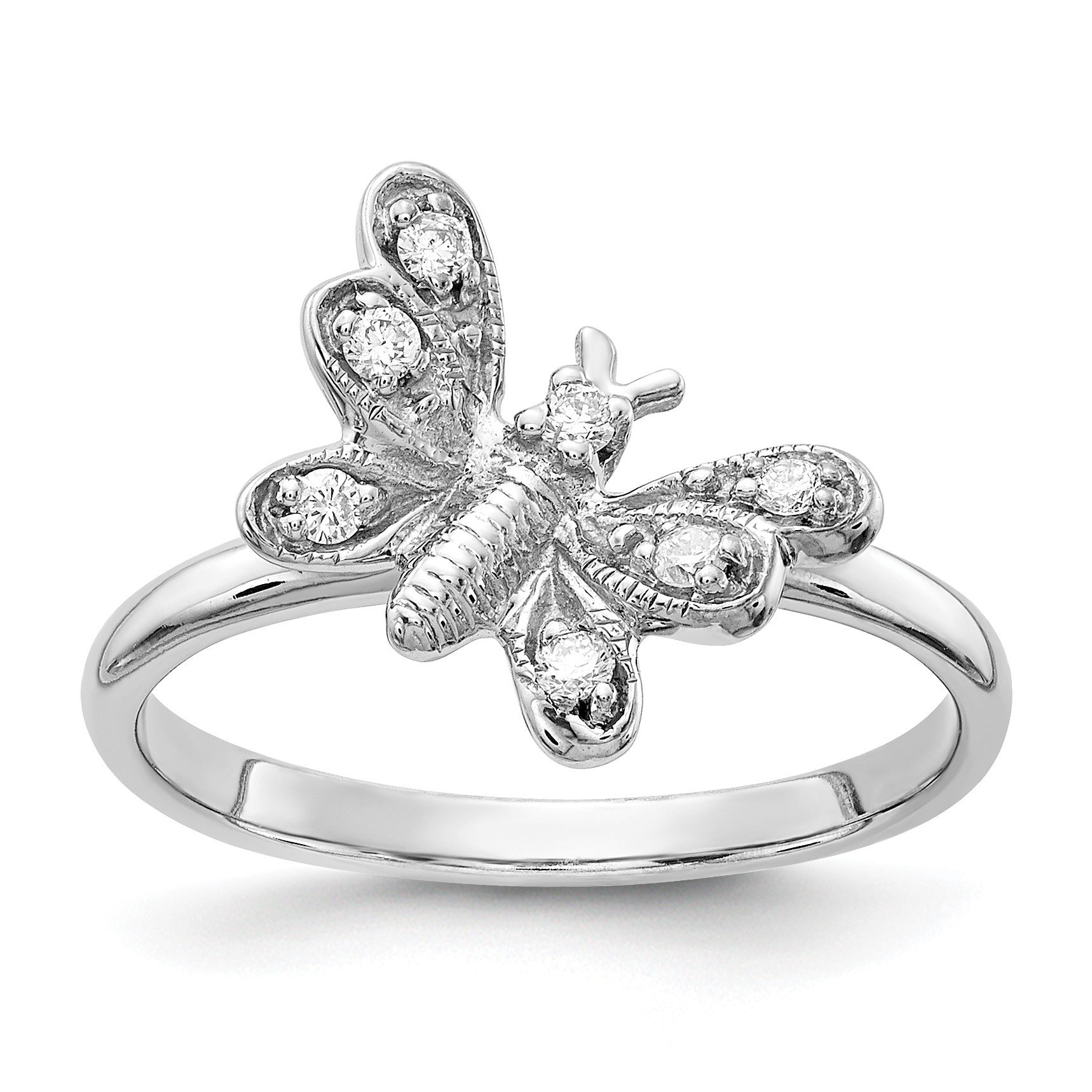 14K Weißgold Ring mit echtem Diamant