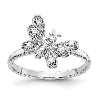 14K Weißgold Ring mit echtem Diamant