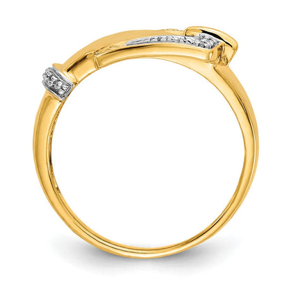 14K Gelbgold Rhodium Diamant Schnalle Ring