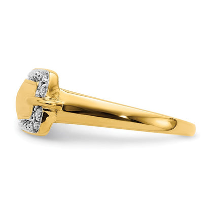 14K Gelbgold Rhodium Diamant Schnalle Ring