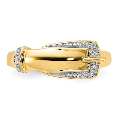 14K Gelbgold Rhodium Diamant Schnalle Ring