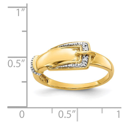 14K Gelbgold Rhodium Diamant Schnalle Ring