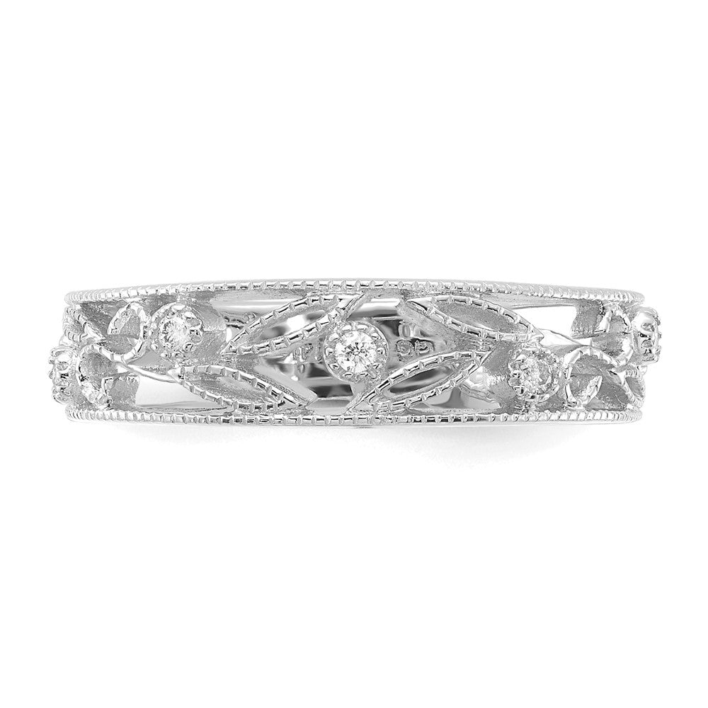 14K Weißgold Blume Ranke Design Diamant Ring