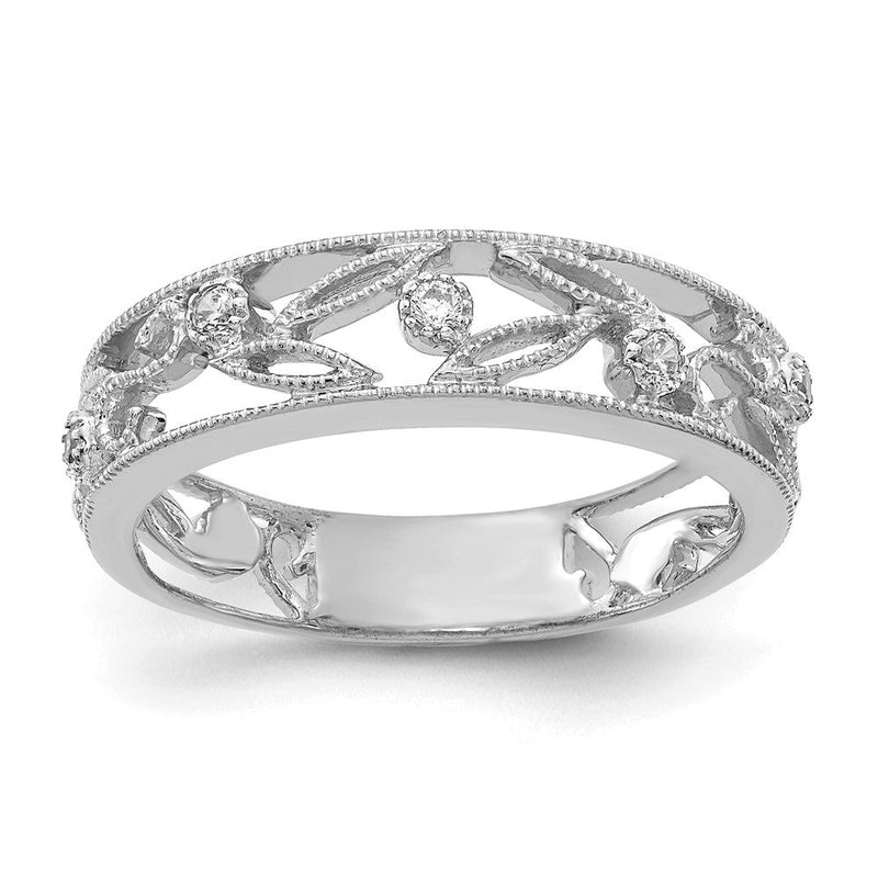 Diamantring mit Blumenranken-Design aus 14K Weißgold