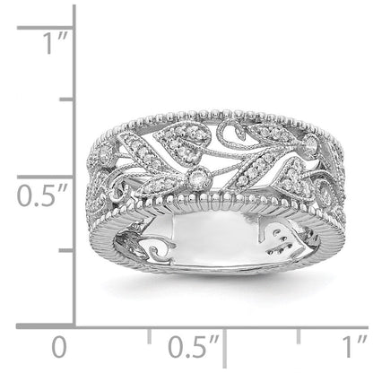 14K Weißgold Blume Design Diamant Ring