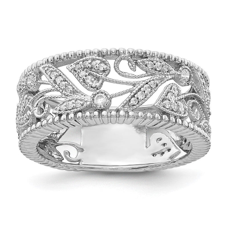 14K Weißgold Ring mit Blumendesign und natürlichen Diamanten