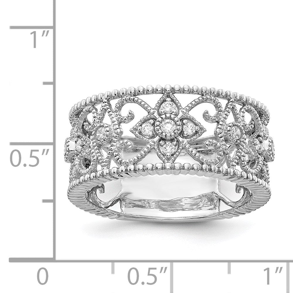 14K Weißgold Vintage-Ring mit natürlichen Diamanten