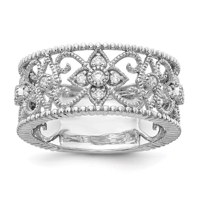 14K Weißgold Vintage-Ring mit natürlichen Diamanten