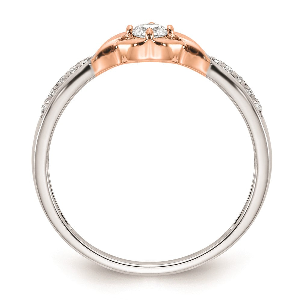 14K Weiß- und Roségold Verlobungsring mit echten Diamanten