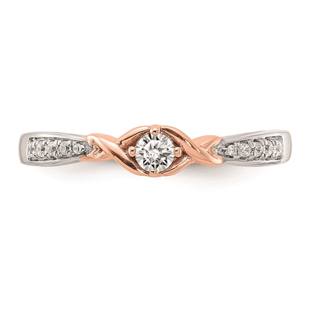 14K Weiß- und Roségold Verlobungsring mit echten Diamanten