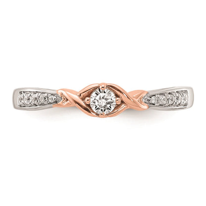 14K Weiß- und Roségold Verlobungsring mit echten Diamanten