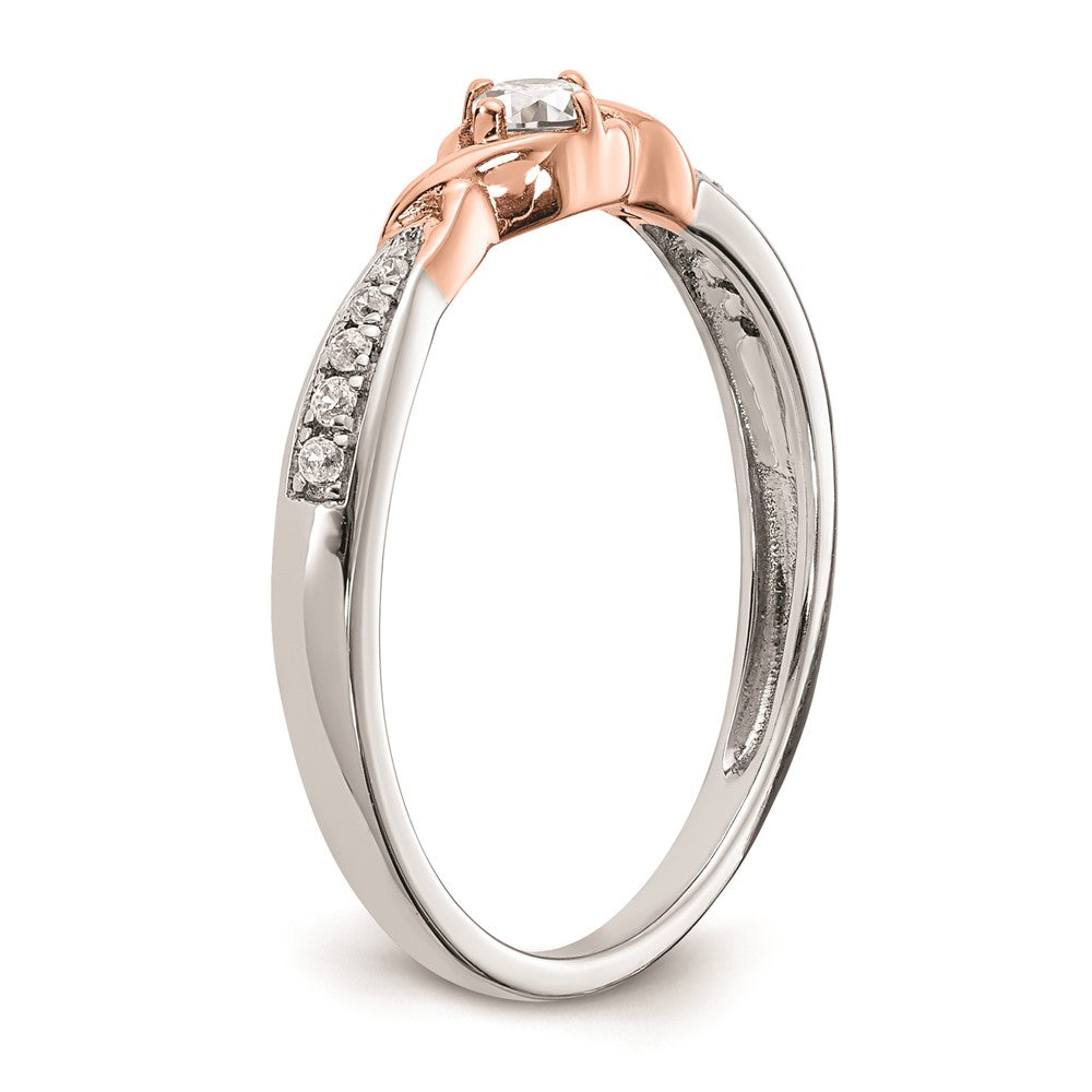 14K Weiß- und Roségold Verlobungsring mit echten Diamanten