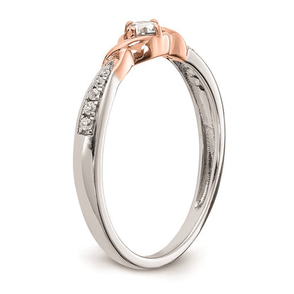 14K Weiß- und Roségold Verlobungsring mit echten Diamanten