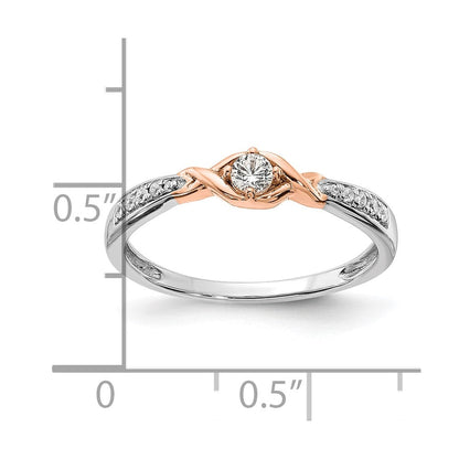 14K Weiß- und Roségold Verlobungsring mit echten Diamanten