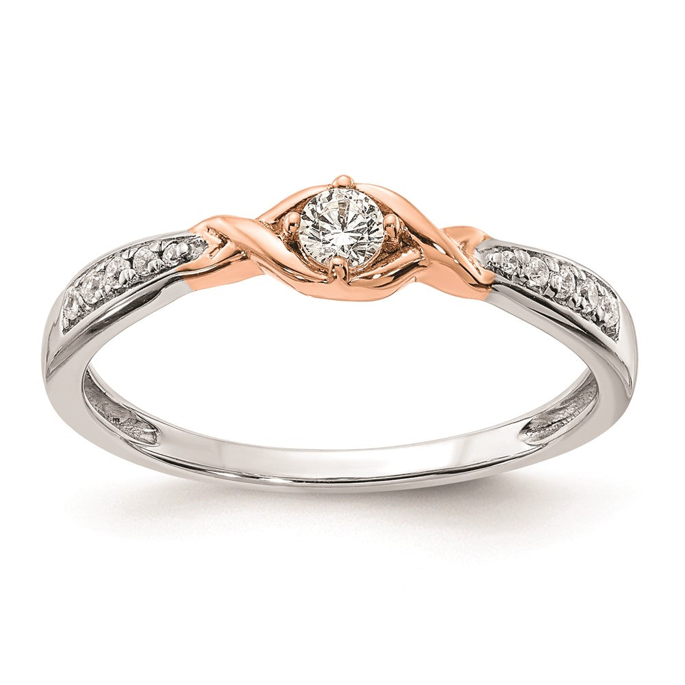 14K Weiß- und Roségold Verlobungsring mit echten Diamanten