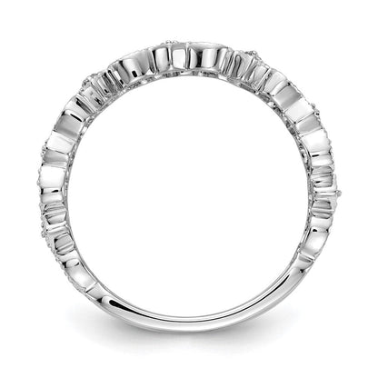 14K Weißgold Diamant Fleur De Lis Ring (size 7.5 Nur)