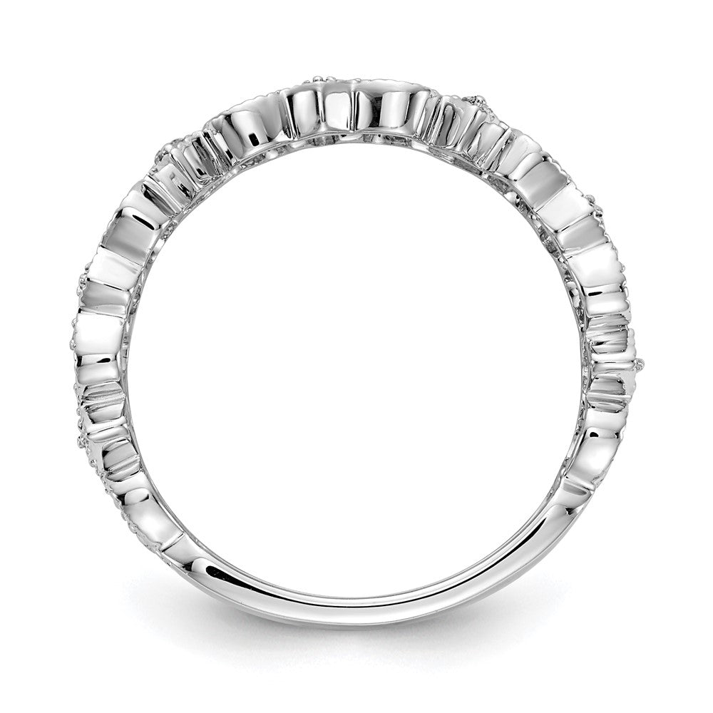 14K Weißgold Ring mit natürlichen Diamanten, Fleur-de-Lis-Design