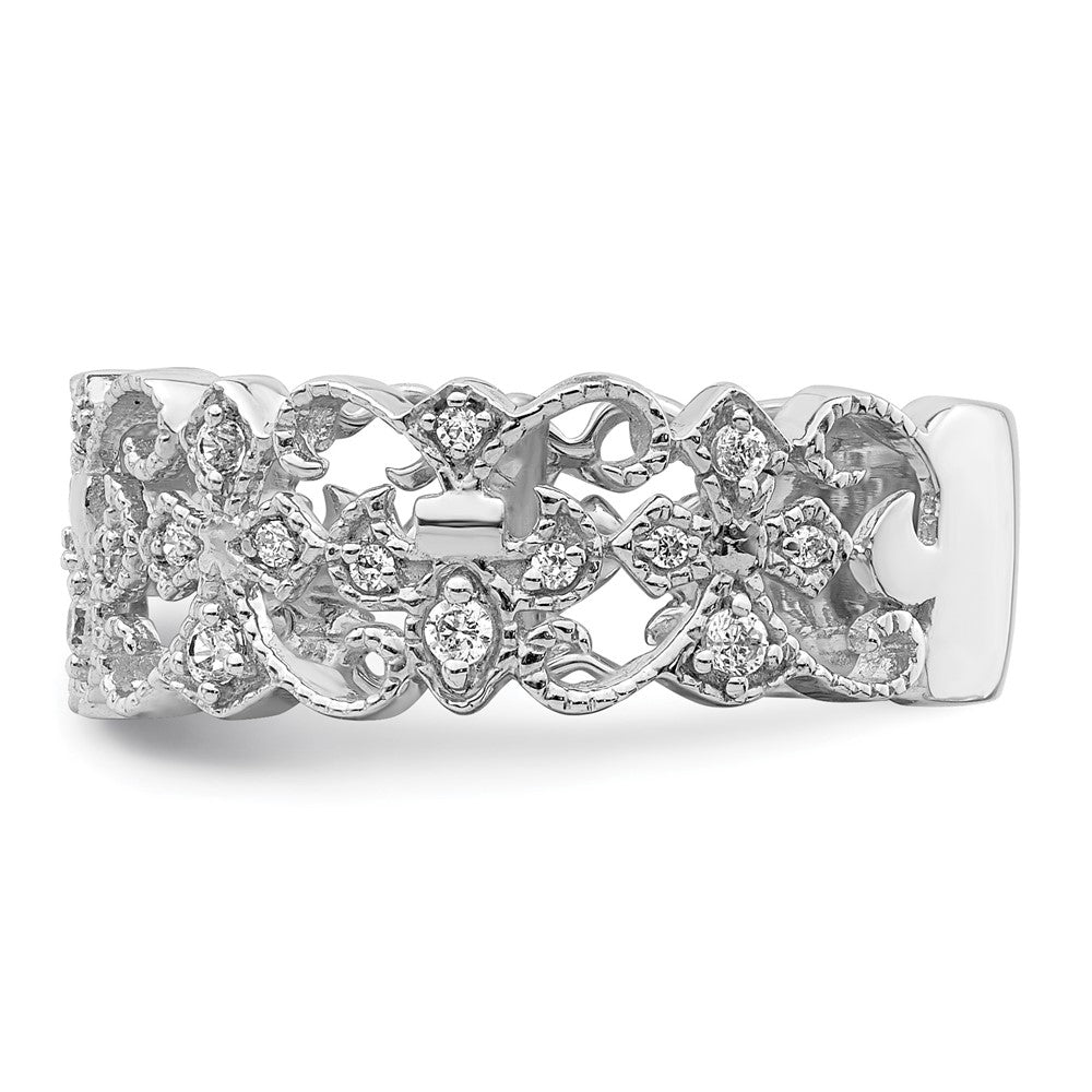 14K Weißgold Diamant Fleur De Lis Ring (size 7.5 Nur)