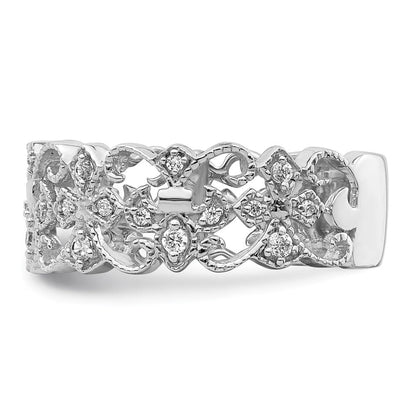 14K Weißgold Diamant Fleur De Lis Ring (size 7.5 Nur)