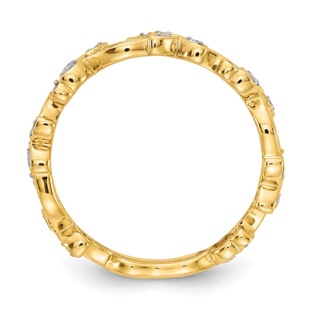 14K Gelbgold Blumen-Ring mit natürlichen Diamanten