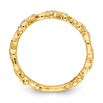 14K Gelbgold Blumen-Ring mit natürlichen Diamanten