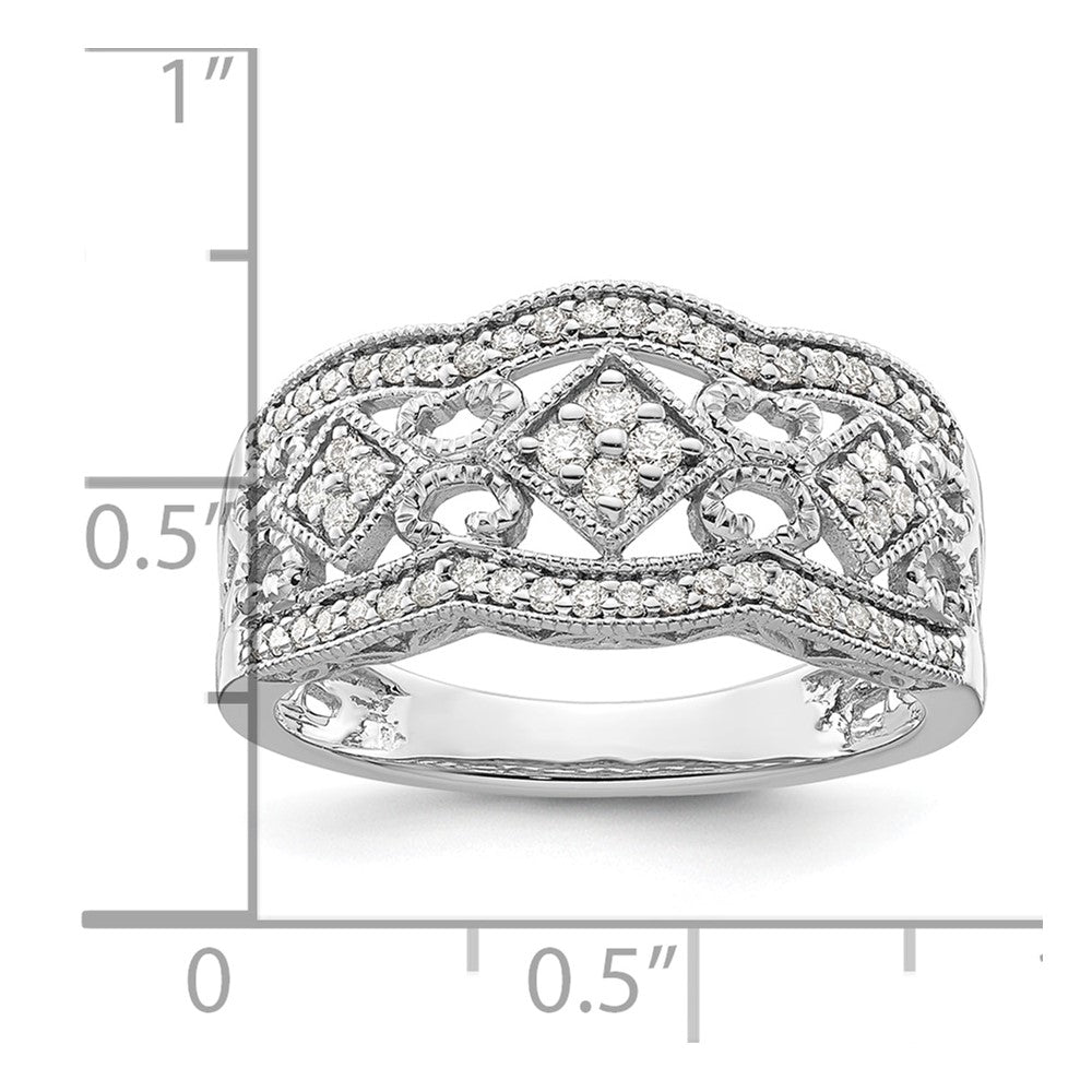 14K Weißgold Vintage-Ring mit natürlichen Diamanten