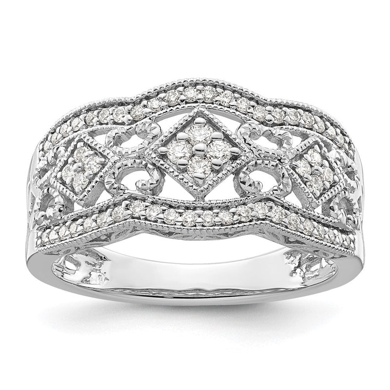 14K Weißgold Vintage-Ring mit natürlichen Diamanten