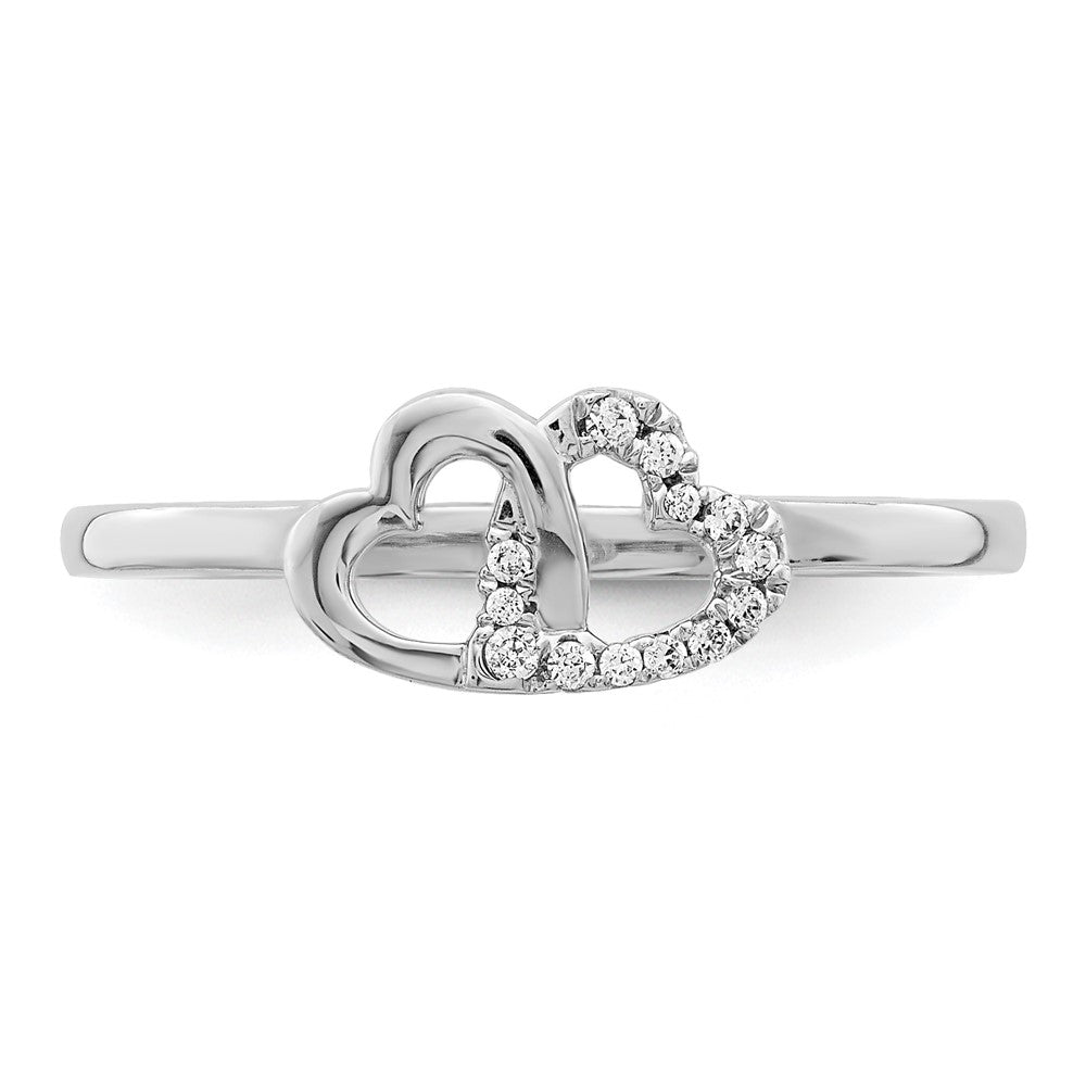 10K Weißgold 10K Diamant Doppelt Herz Ring