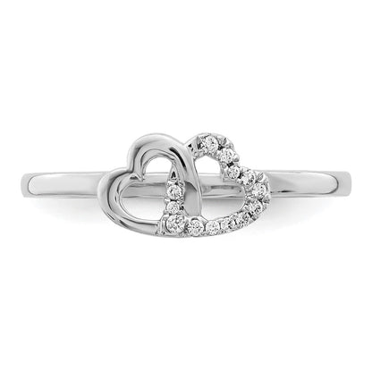 10K Weißgold 10K Diamant Doppelt Herz Ring