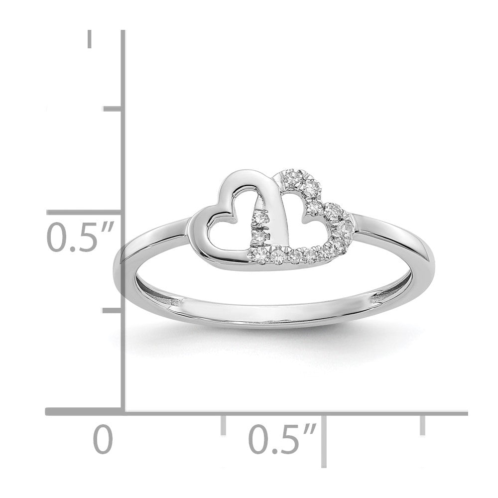 10K Weißgold 10K Diamant Doppelt Herz Ring