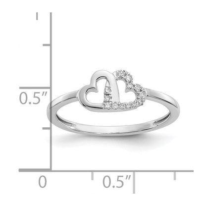 10K Weißgold 10K Diamant Doppelt Herz Ring