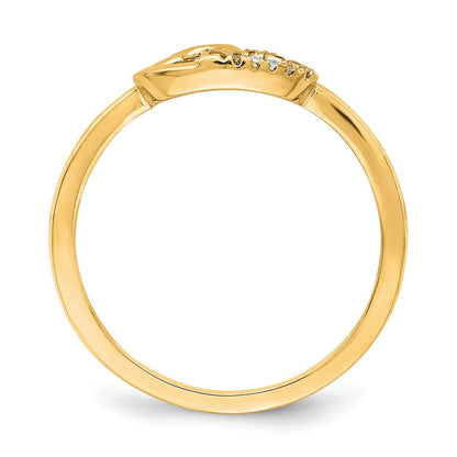 10K Gelbgold 10K Diamant Doppelt Herz Ring