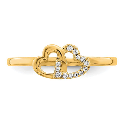 10K Gelbgold 10K Diamant Doppelt Herz Ring