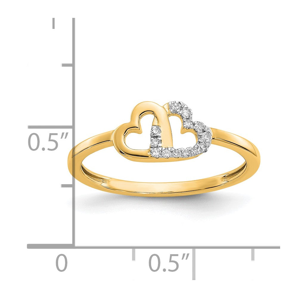10K Gelbgold 10K Diamant Doppelt Herz Ring