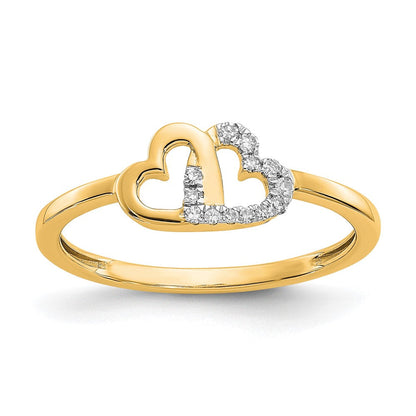 10K Gelbgold 10K Diamant Doppelt Herz Ring