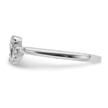 14K Weißgold Ring mit natürlichen Diamanten im Doppelherz-Design