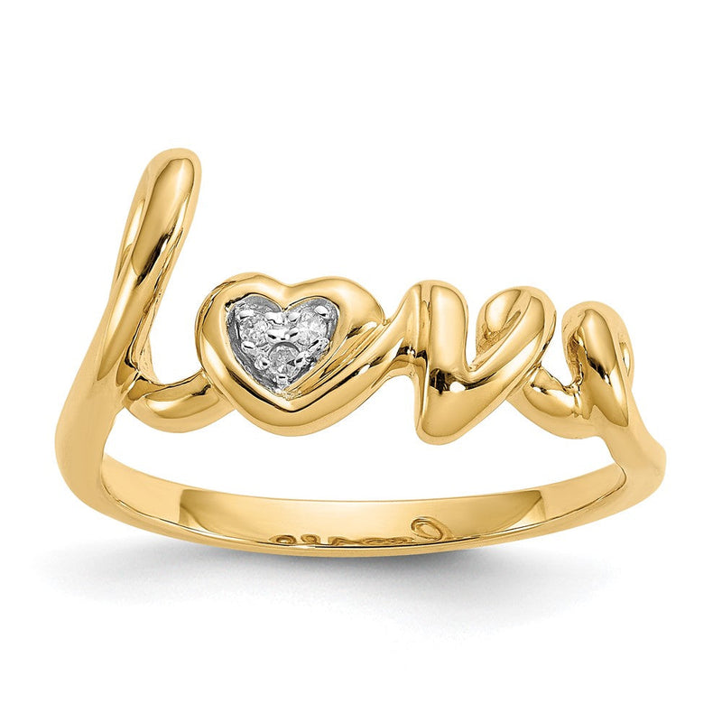 14K Gelbgold LOVE Ring mit natürlichen Diamanten
