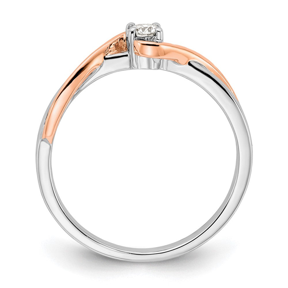14K Zweifarbiger "First Promise" Verlobungsring aus Rosé- und Weißgold mit 0,125 ct. Labor-Diamant VS/SI+ G+, petite