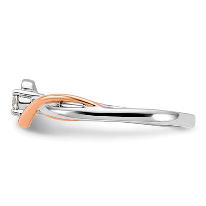 14K Zweifarbiger "First Promise" Verlobungsring aus Rosé- und Weißgold mit 0,125 ct. Labor-Diamant VS/SI+ G+, petite
