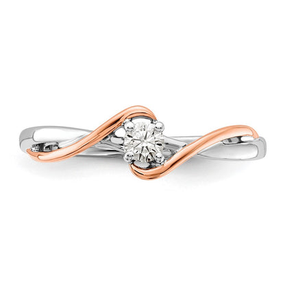 14K Zweifarbiger "First Promise" Verlobungsring aus Rosé- und Weißgold mit 0,125 ct. Labor-Diamant VS/SI+ G+, petite