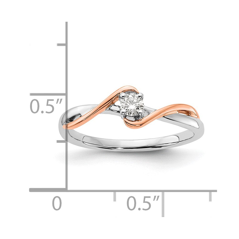 14K Zweifarbiger "First Promise" Verlobungsring aus Rosé- und Weißgold mit 0,125 ct. Labor-Diamant VS/SI+ G+, petite