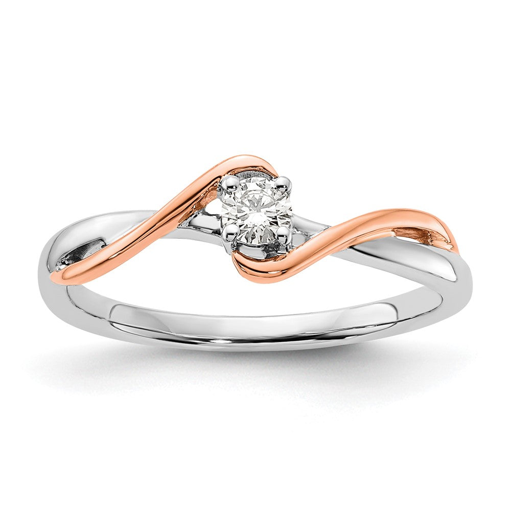 14K Zweifarbiger "First Promise" Verlobungsring aus Rosé- und Weißgold mit 0,125 ct. Labor-Diamant VS/SI+ G+, petite