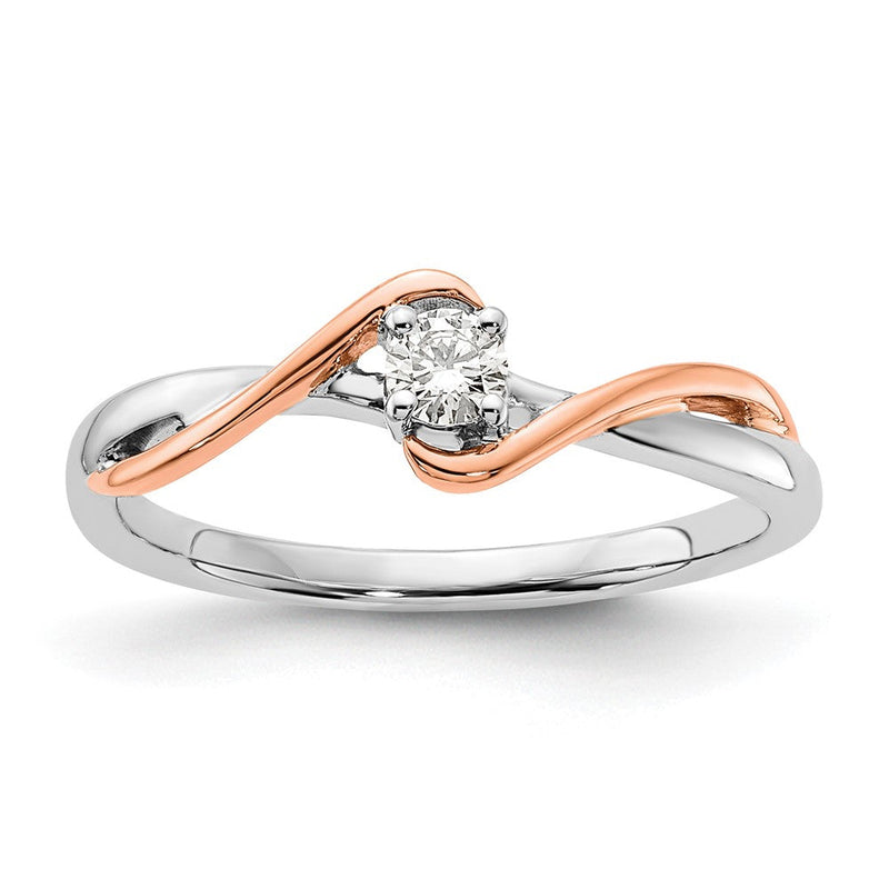 14K Zweifarbiger "First Promise" Verlobungsring aus Rosé- und Weißgold mit 0,125 ct. Labor-Diamant VS/SI+ G+, petite