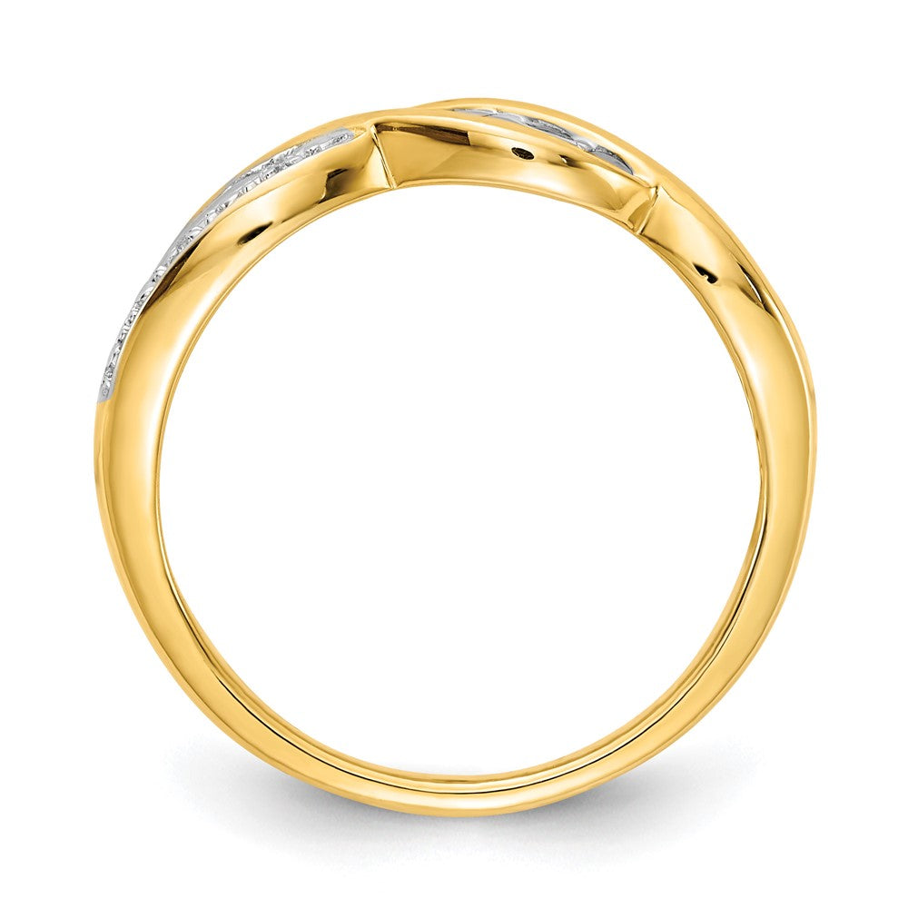 10K Gelb mit Rhodium 10K Diamant Mama Ring