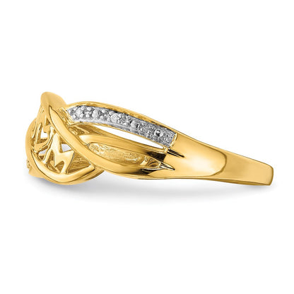 10K Gelb mit Rhodium 10K Diamant Mama Ring