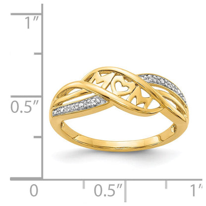 14K Gelb & Rhodium Diamant Mama Ring