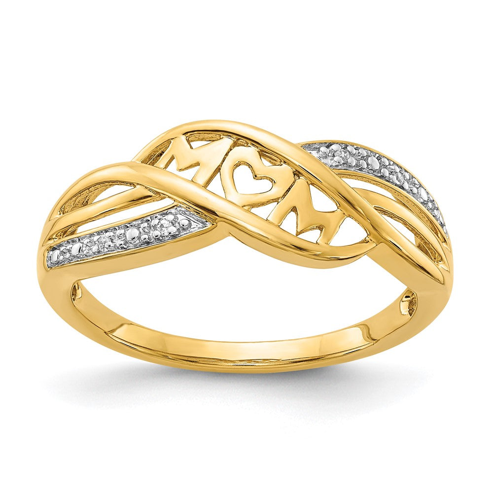 14K Gelb & Rhodium Diamant Mama Ring